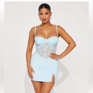 Blue fashion nova mini dress
